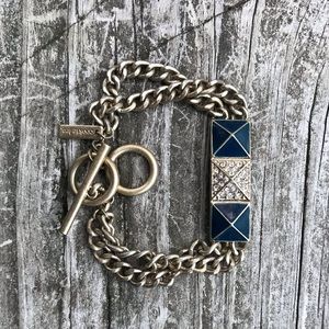 navy and rhinestone gold chain bracelet